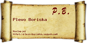 Plevo Boriska névjegykártya